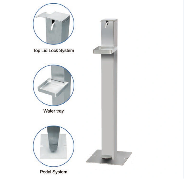 Foot Pedal Hand Sanitizer Dispenser with Tray Floor Stand Fyp-0020-2